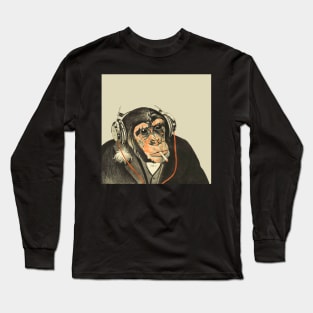 Circus Series Smoking Chimp With headphones Long Sleeve T-Shirt